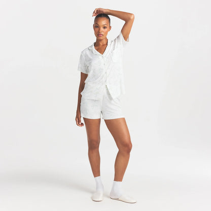 SOFT LOUNGE SHORT SLEEP SET | IVORY PEARL BOWS PRINT