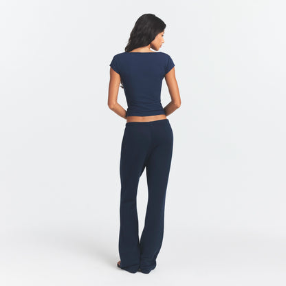 COTTON JERSEY SCOOP NECK T-SHIRT | NAVY
