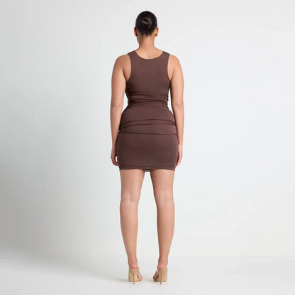 VETTESE X SKIMS SMOOTH LAYERS TANK DRESS | COCOA