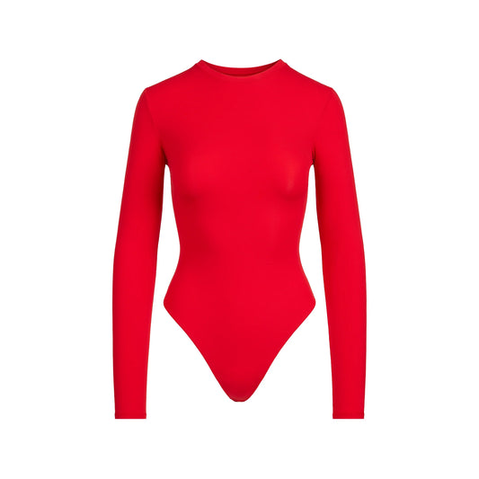FITS EVERYBODY LONG SLEEVE CREW NECK BODYSUIT | CHERRY