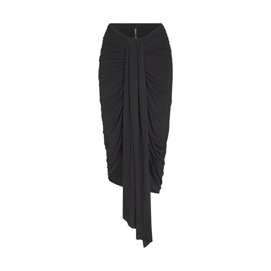 VETTESE X SKIMS SHEER MODAL DRAPED MIDI SKIRT | ONYX
