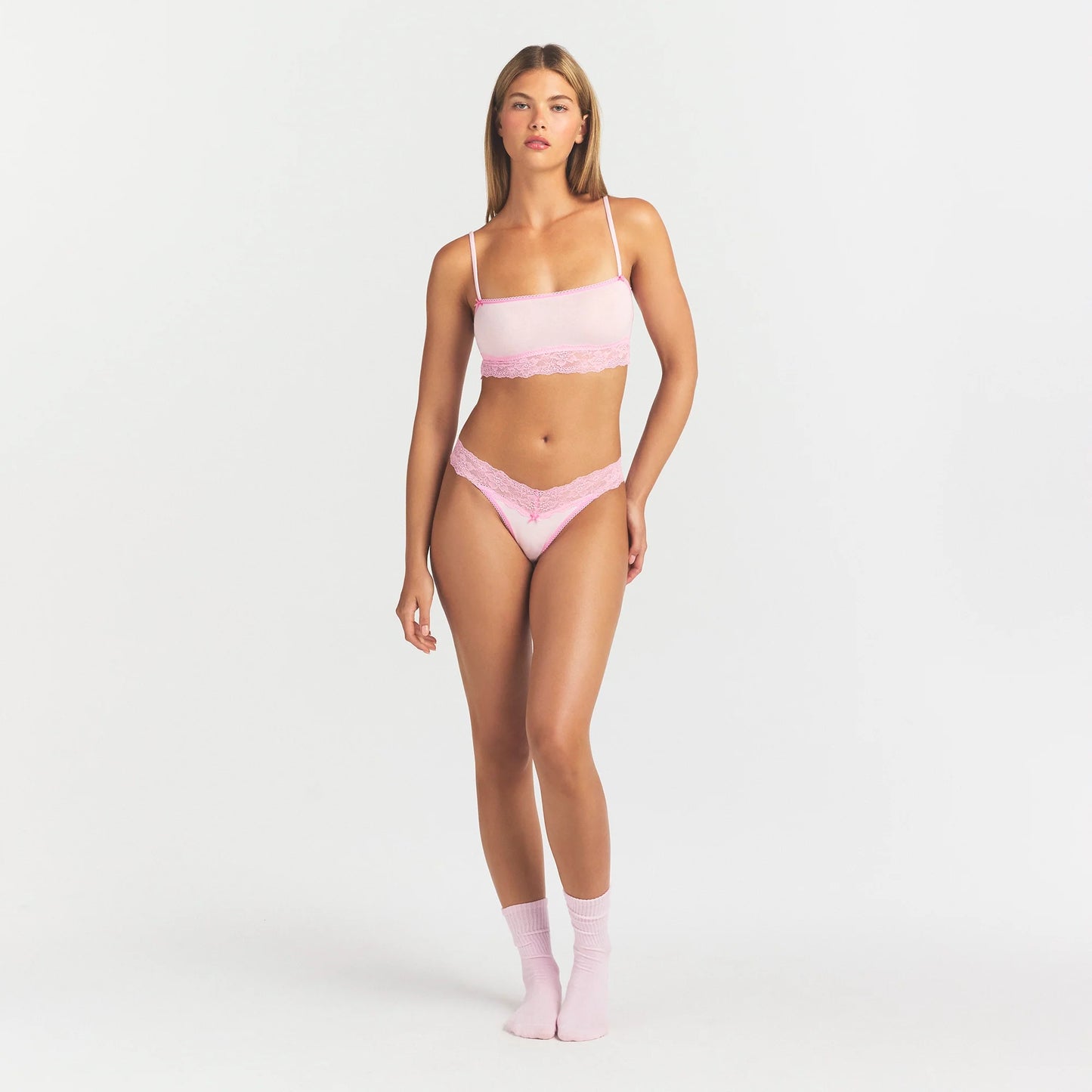 LIGHTWEIGHT COTTON STRAIGHT NECK BRALETTE | CHERRY BLOSSOM TONAL