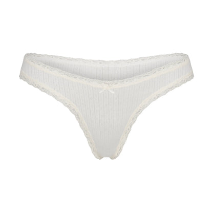 LIGHTWEIGHT COTTON POINTELLE LACE THONG | MARBLE TONAL