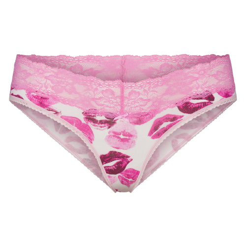 LIGHTWEIGHT COTTON WIDE LACE BRIEF | PINK ALLOVER LIPSTICK