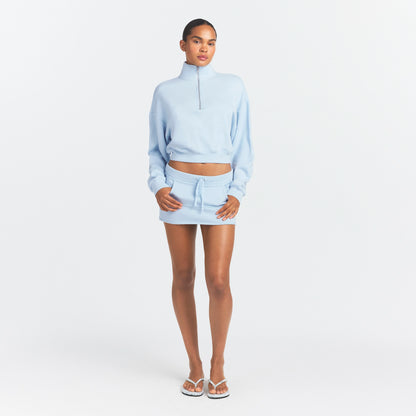 DRAPEY FRENCH TERRY HALF ZIP | POWDER BLUE