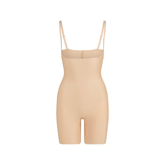 SKIMS BODY CORE SCULPT OPEN BUST MID THIGH BODYSUIT | CLAY