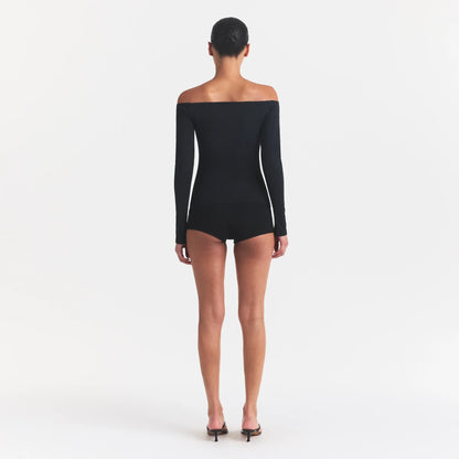 SMOOTH LAYERS OFF THE SHOULDER TOP | OBSIDIAN