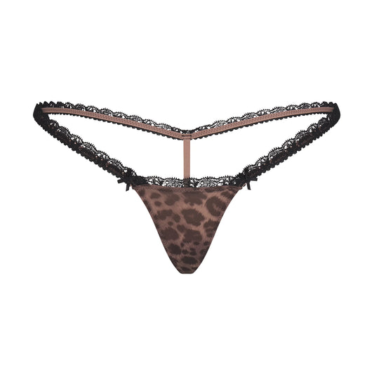 FITS EVERYBODY LACE MICRO THONG | UMBER LEOPARD PRINT
