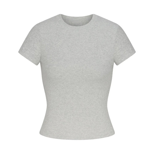 COTTON RIB T-SHIRT | LIGHT HEATHER GREY