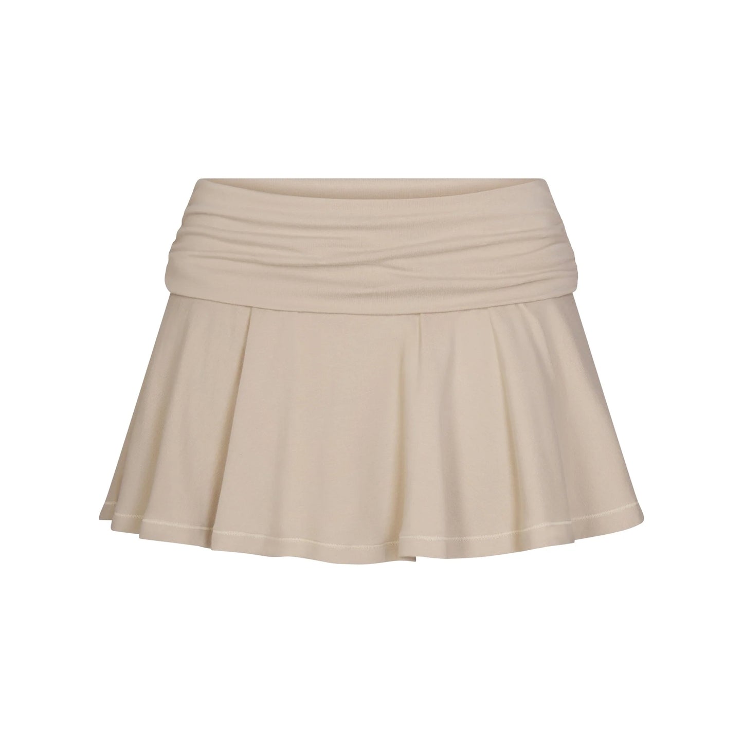 COTTON JERSEY FOLDOVER MINI SKORT | STONE