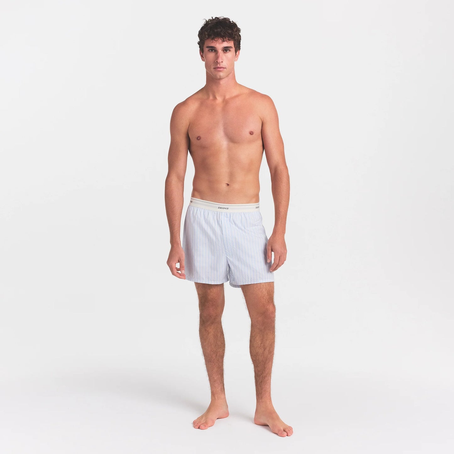 COTTON POPLIN MENS LOGO BAND BOXER | PLATINUM DOUBLE STRIPE