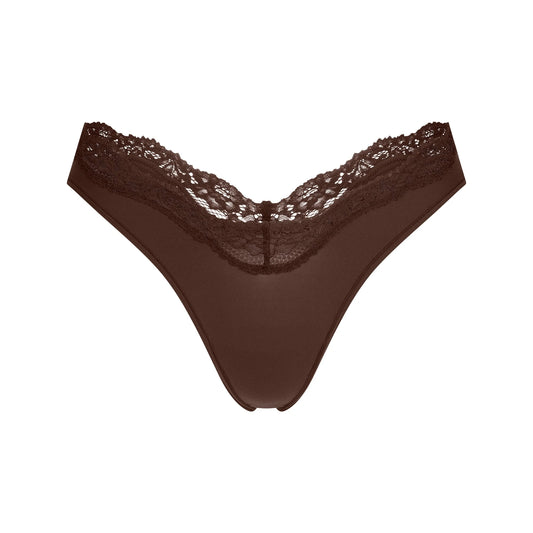 FITS EVERYBODY LACE DIPPED THONG | ESPRESSO