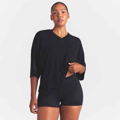 NikeSKIMS STRETCH KNIT OVERSIZED V-NECK TOP | OBSIDIAN