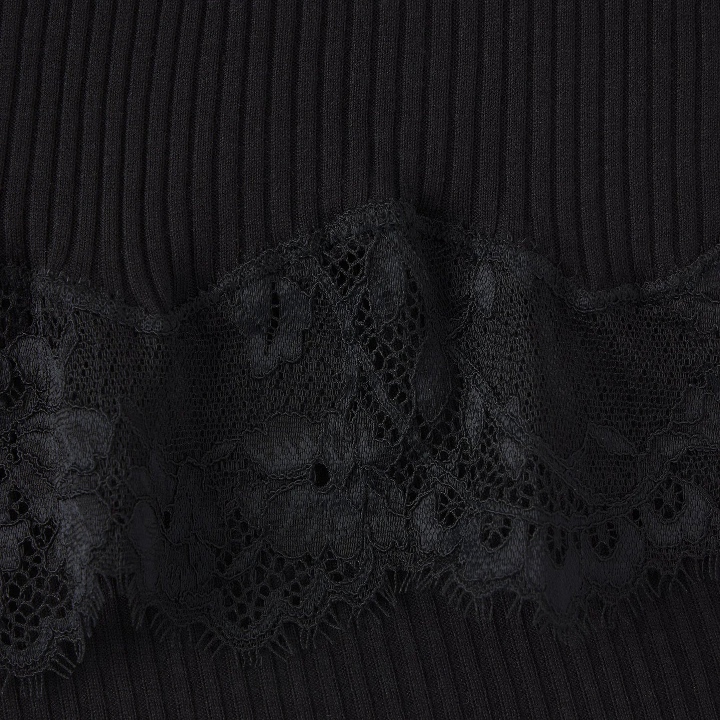 RIB KNIT LACE MIDI SKIRT | OBSIDIAN