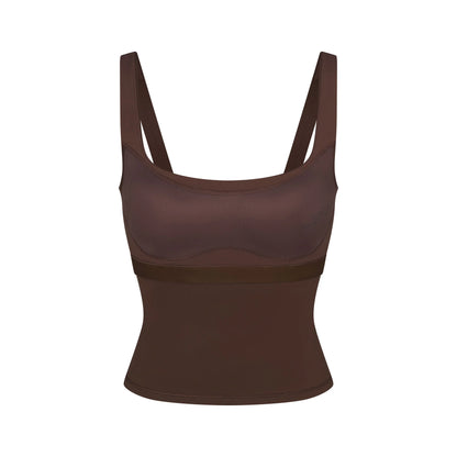 NikeSKIMS MATTE SQUARE NECK TANK | DARK SEPIA