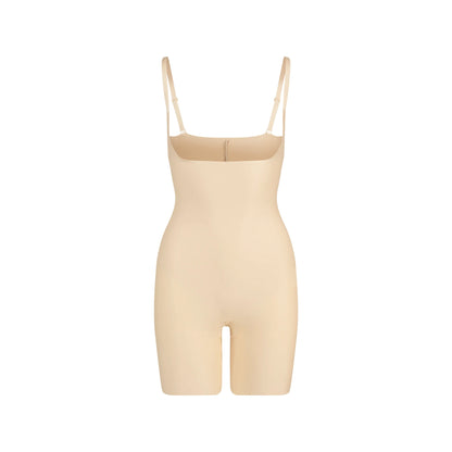 SKIMS BODY CORE SCULPT OPEN BUST MID THIGH BODYSUIT | SAND