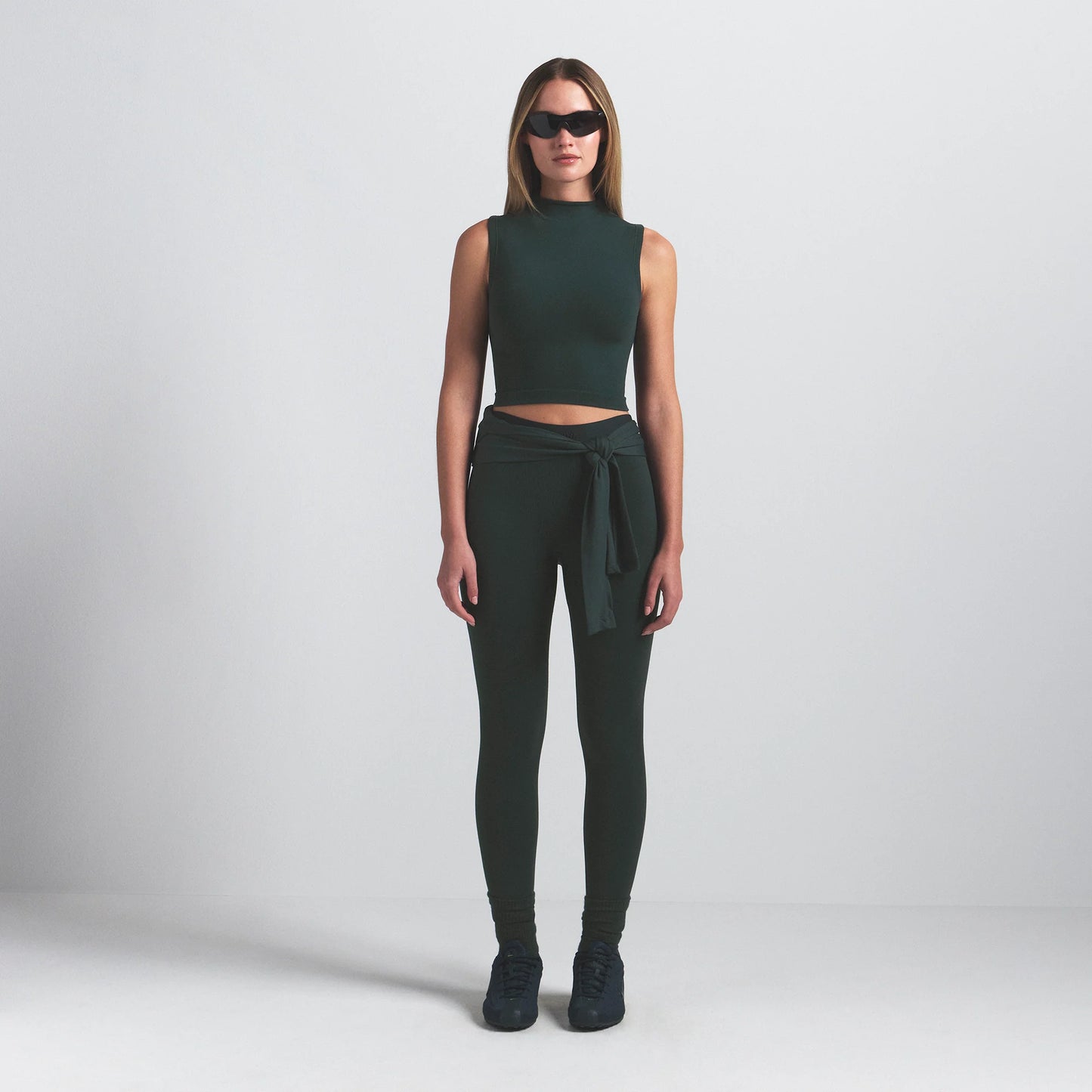 NikeSKIMS VINTAGE SEAMLESS MOCK NECK BRA TOP | DARK TEAL