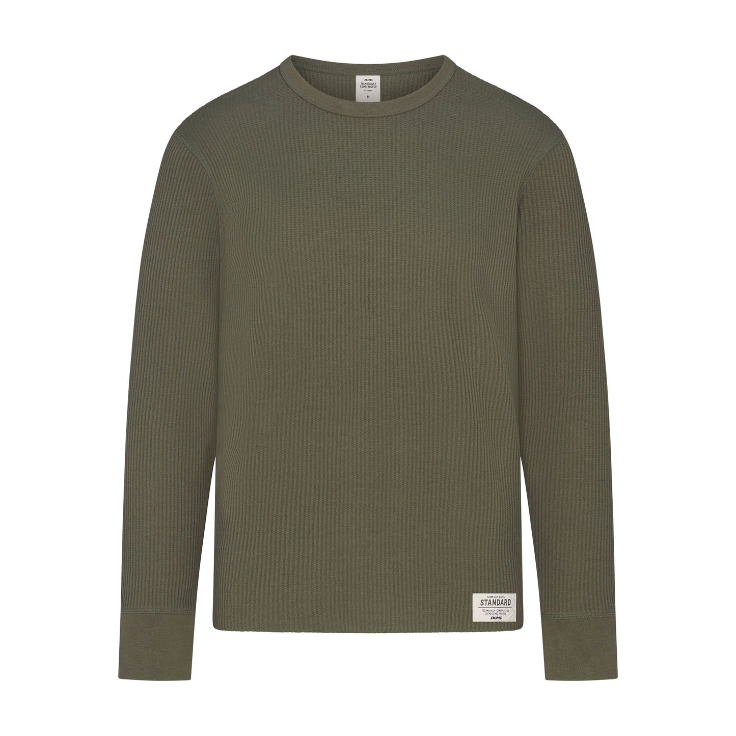 WAFFLE MENS LONG SLEEVE TOP | MILITARY GREEN