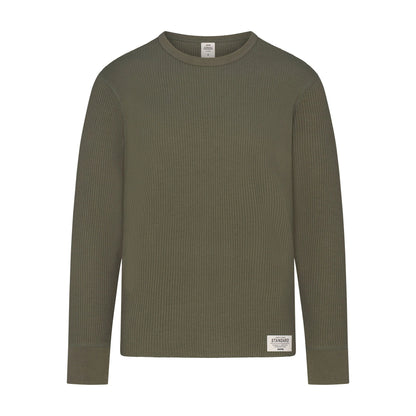 WAFFLE MENS LONG SLEEVE TOP | MILITARY GREEN