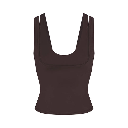 NikeSKIMS MATTE DOUBLE STRAP SCOOP TANK | DARK SEPIA