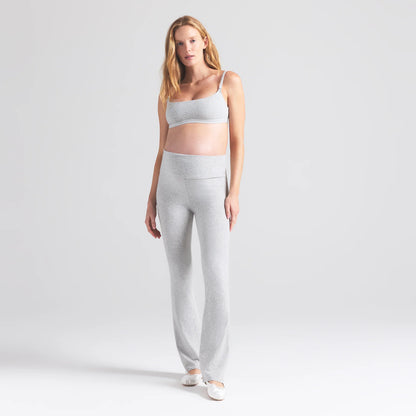 COTTON JERSEY MATERNITY FOLDOVER PANT | LIGHT HEATHER GREY