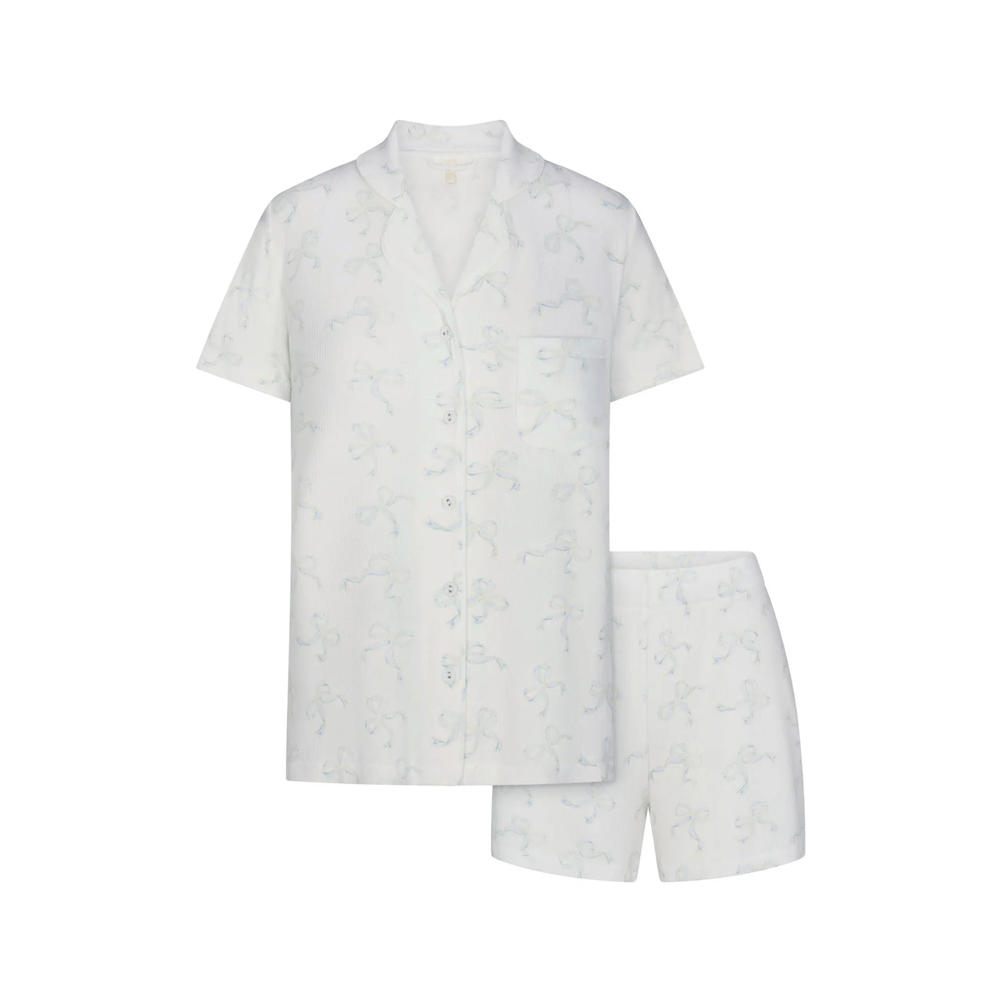 SOFT LOUNGE SHORT SLEEP SET | IVORY PEARL BOWS PRINT