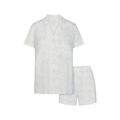 SOFT LOUNGE SHORT SLEEP SET | IVORY PEARL BOWS PRINT