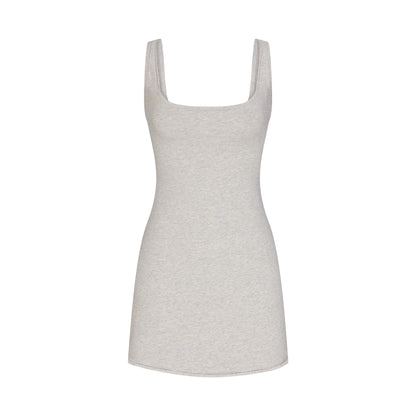 COTTON JERSEY MINI DRESS | LIGHT HEATHER GREY