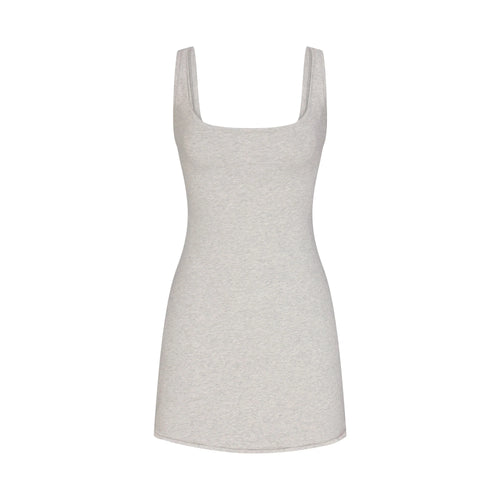 COTTON JERSEY MINI DRESS | LIGHT HEATHER GREY