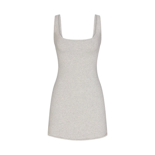 COTTON JERSEY MINI DRESS | LIGHT HEATHER GREY
