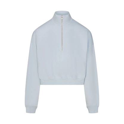 DRAPEY FRENCH TERRY HALF ZIP | POWDER BLUE