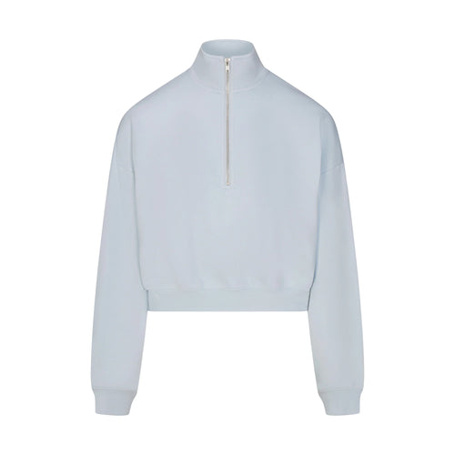 DRAPEY FRENCH TERRY HALF ZIP | POWDER BLUE