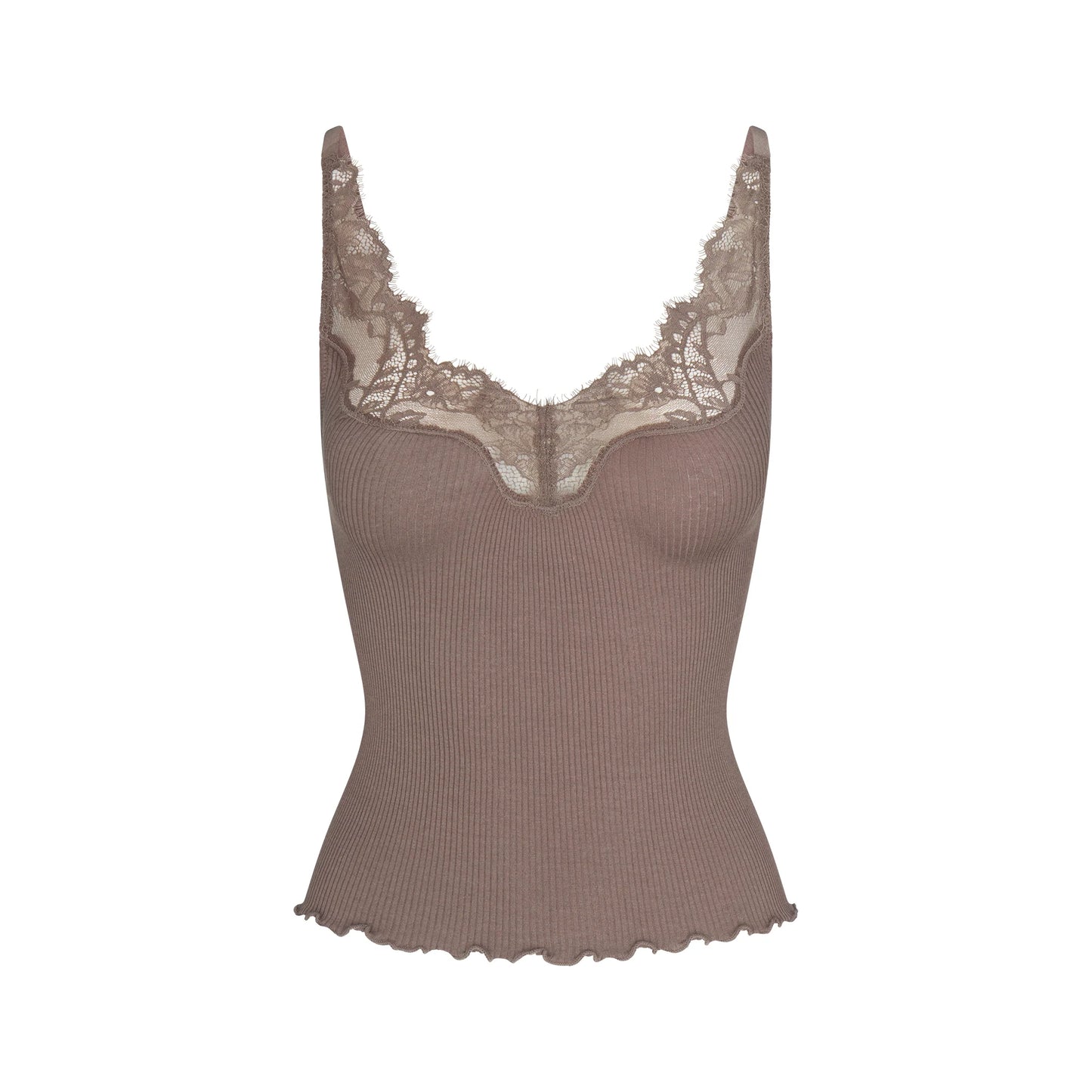 RIB KNIT LACE CAMI | AMETHYST