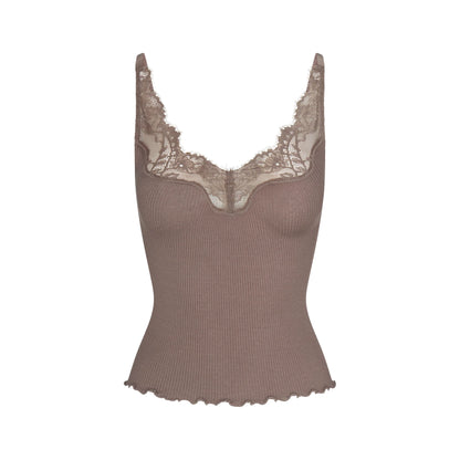 RIB KNIT LACE CAMI | AMETHYST