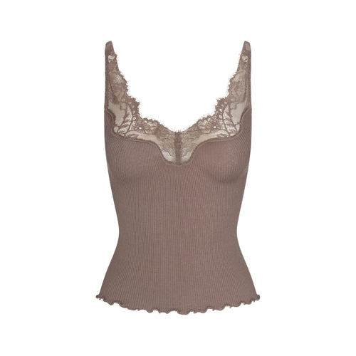 RIB KNIT LACE CAMI | AMETHYST