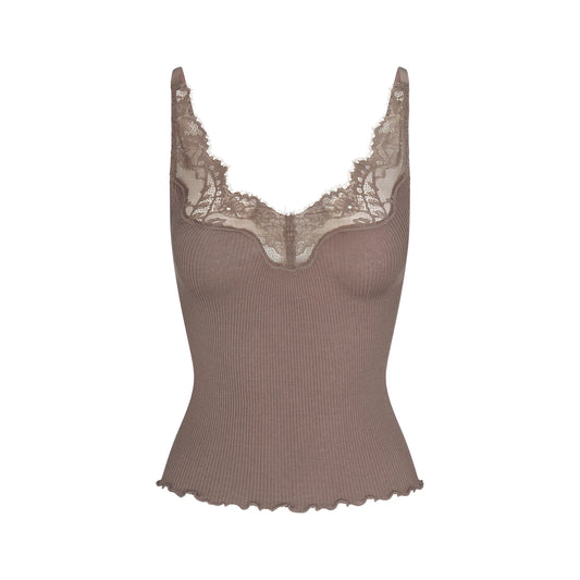 RIB KNIT LACE CAMI | AMETHYST