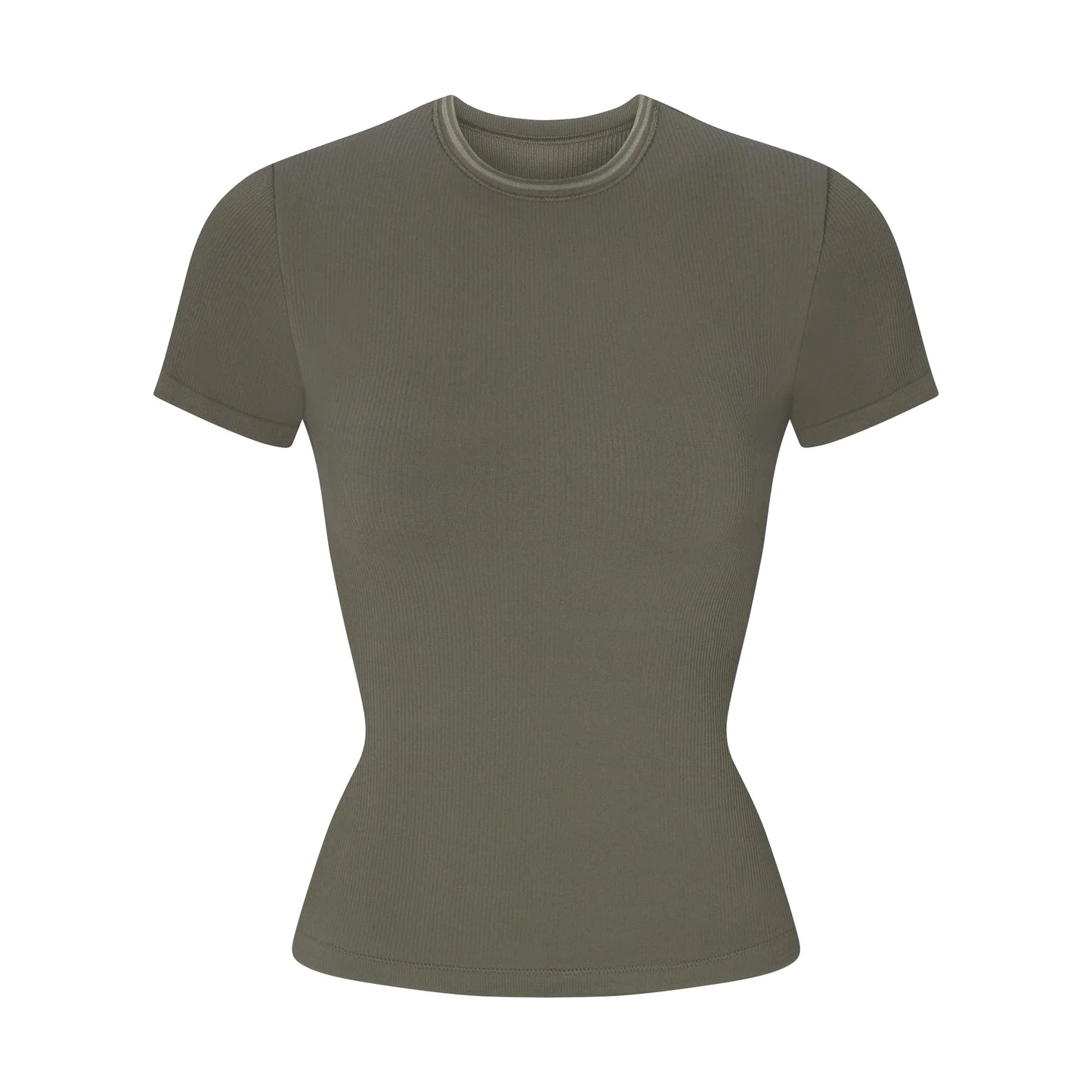 NikeSKIMS RIBBED SEAMLESS BABY T-SHIRT | DUSTY OAKMOSS