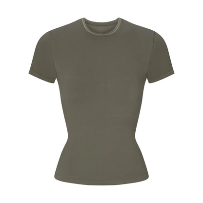 NikeSKIMS RIBBED SEAMLESS BABY T-SHIRT | DUSTY OAKMOSS