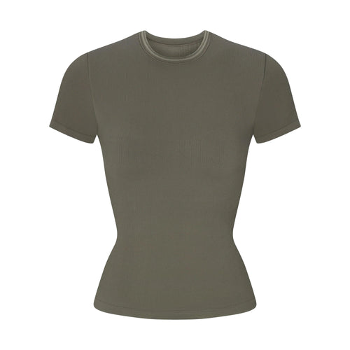 NikeSKIMS RIBBED SEAMLESS BABY T-SHIRT | DUSTY OAKMOSS