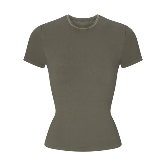 NikeSKIMS RIBBED SEAMLESS BABY T-SHIRT | DUSTY OAKMOSS