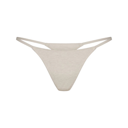 LIGHTWEIGHT COTTON STRING THONG | OATMEAL HEATHER
