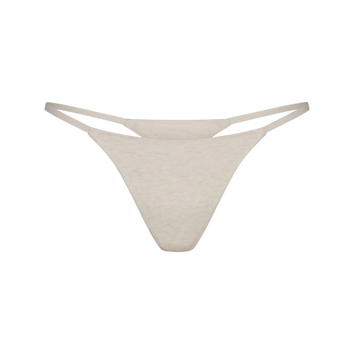 LIGHTWEIGHT COTTON STRING THONG | OATMEAL HEATHER