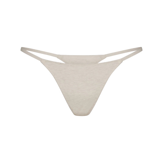 LIGHTWEIGHT COTTON STRING THONG | OATMEAL HEATHER