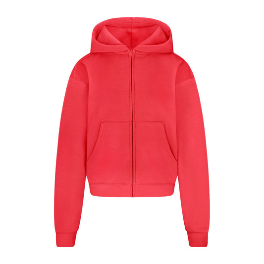 COTTON FLEECE CLASSIC ZIP UP HOODIE | WASHED RED