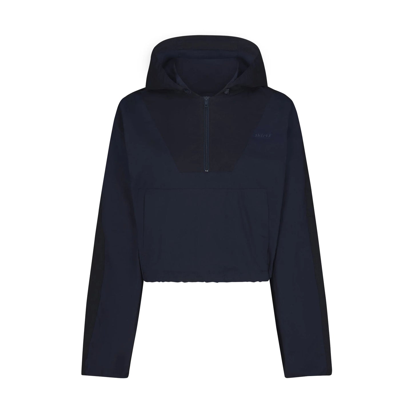 WOVEN COTTON HALF ZIP PULLOVER | NAVY