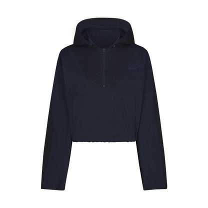 WOVEN COTTON HALF ZIP PULLOVER | NAVY