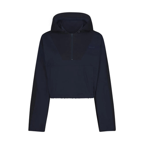 WOVEN COTTON HALF ZIP PULLOVER | NAVY