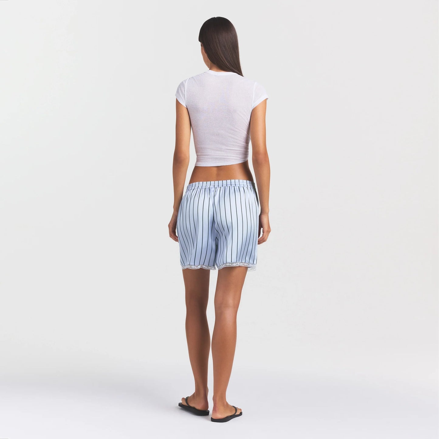 WOVEN SHINE LACE BOXER | PERIWINKLE WIDE STRIPE