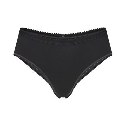 LIGHTWEIGHT COTTON LOGO PICOT HIPSTER | SOOT