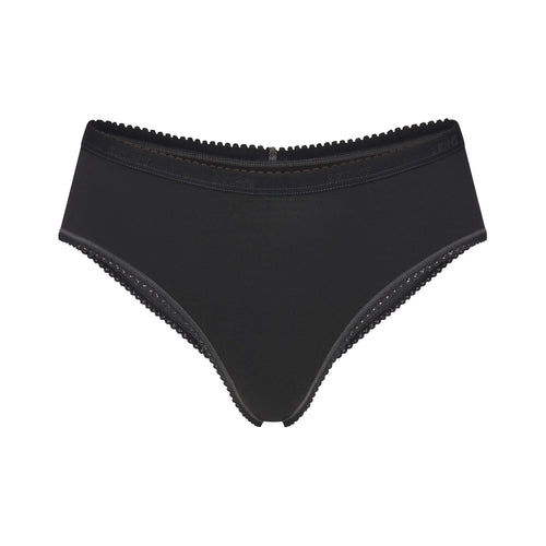 LIGHTWEIGHT COTTON LOGO PICOT HIPSTER | SOOT